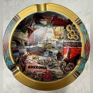 Vintage ARIZONA Metal Souvenir Shop Ashtray / Unbranded / Southwestern